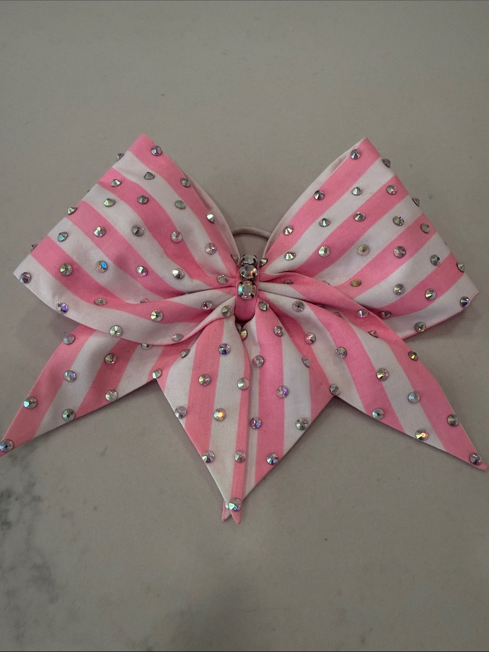 Pink and White Striped Bow by Bows of London